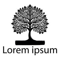 Obraz premium A black yoga tree logo on white background