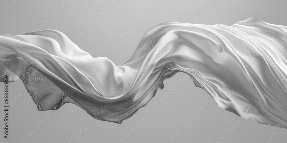 Aufkleber a close-up shot of a flowing fabric in black and white, featuring intricate patterns and textures