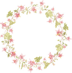 Watercolor wreath with pink flowers
