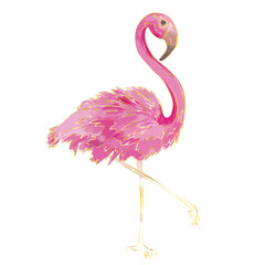 Hand-drawn flamingo. Modern creative design watercolor texture. Vector illustration.