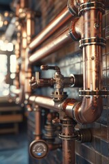 A bunch of pipes connected to a wall, potentially used in industrial or mechanical settings