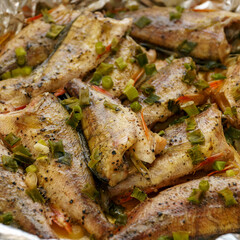 Fried or baked in foil river European perch