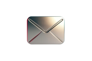 Metallic 3D envelope icon isolated on black background, representing email, communication, and digital correspondence concept.