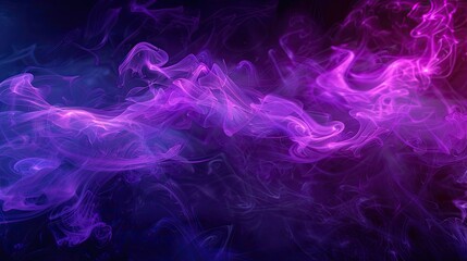 Obraz premium Neon purple smoke swirling against a black backdrop. Mysterious and enchanting vapor art