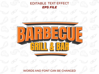 barbecue text effect, font editable, typography, 3d text. vector template