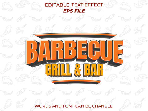barbecue text effect, font editable, typography, 3d text. vector template