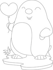 Mole Heart Balloon Animal Vector Graphic Art Illustration