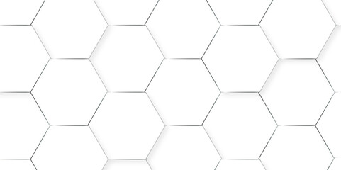 Minimal vector white hexagon honeycomb texture. Abstract grid monochrome decoration art hexagon polygonal pattern background. seamless bright white abstract honeycomb background.	
