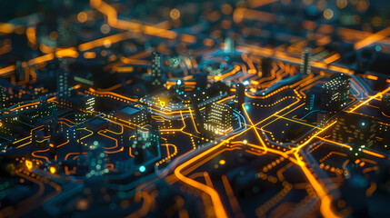 Abstract digital city map