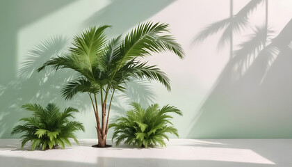 Obraz premium verdant palm beach trees for summer 11