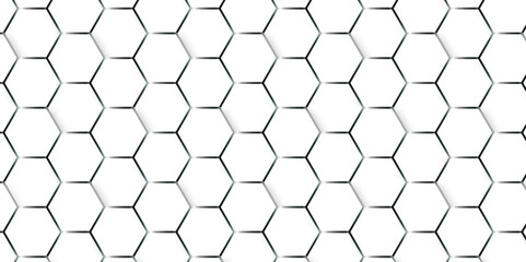 Minimal vector white hexagon honeycomb texture. Abstract grid monochrome decoration art hexagon polygonal pattern background. seamless bright white abstract honeycomb background.	
