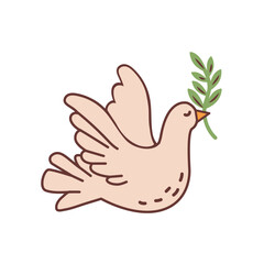 white dove of peace with branch in beak