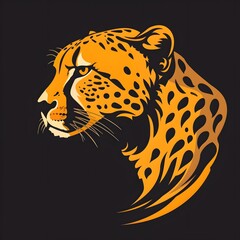 cheetah design illustration. head cheetah Silhouette. Made with generative ai