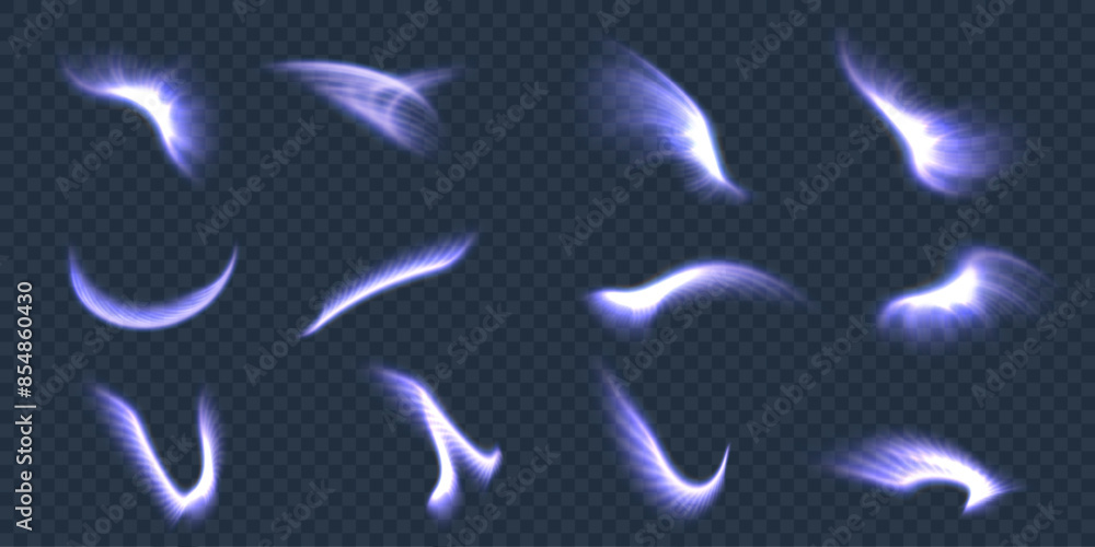 Aufkleber The effect of a vortex of glowing light lines. Magic effect of a bright vortex trail on a transparent background for web design and illustrations