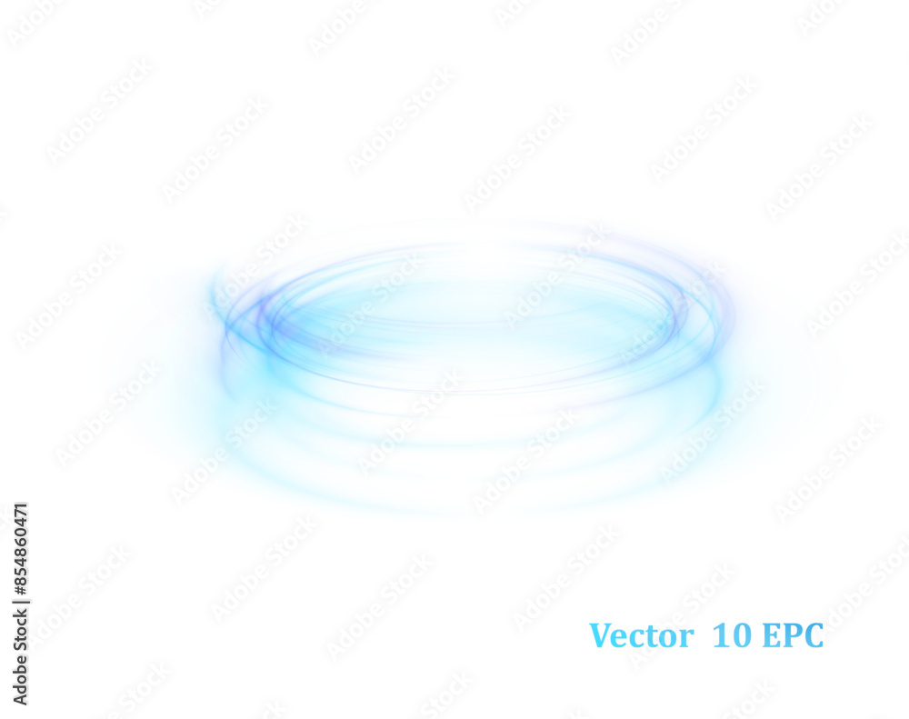Poster Glowing blue bright twirl. PNG effect on a white background. Bright light round portal in action. Magic gate in a fantasy game. Vector for web design