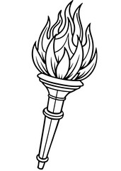 Olympic torch hand-drawn line art vector 
