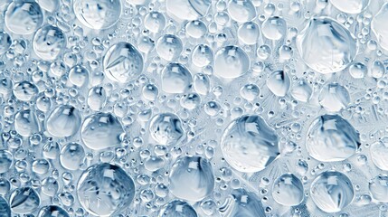 An image of frosty water droplets, each encased in a thin layer of ice, providing a winter-themed texture for seasonal advertising or decorative purposes.