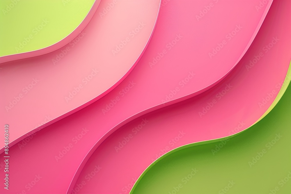 Poster abstract pink and lime green wave pattern background with curved lines