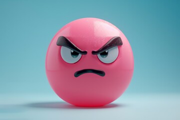 Angry pink emoji with expressive eyes and eyebrows displaying strong emotions