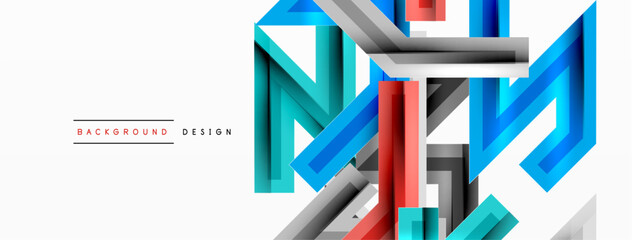 Line zig zag dynamic geometric abstract background. Colorful lines with shadow and light effects, various routes concept. Vector Illustration For Wallpaper, Banner, Background, Card
