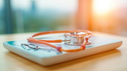 Healthcare provider offering weight loss tips, medical advice, obesity prevention, clinical environment