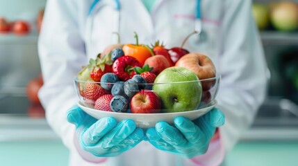 Healthcare provider offering weight loss tips, medical advice, obesity prevention, clinical environment