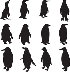 Naklejka premium penguin silhouettes set.