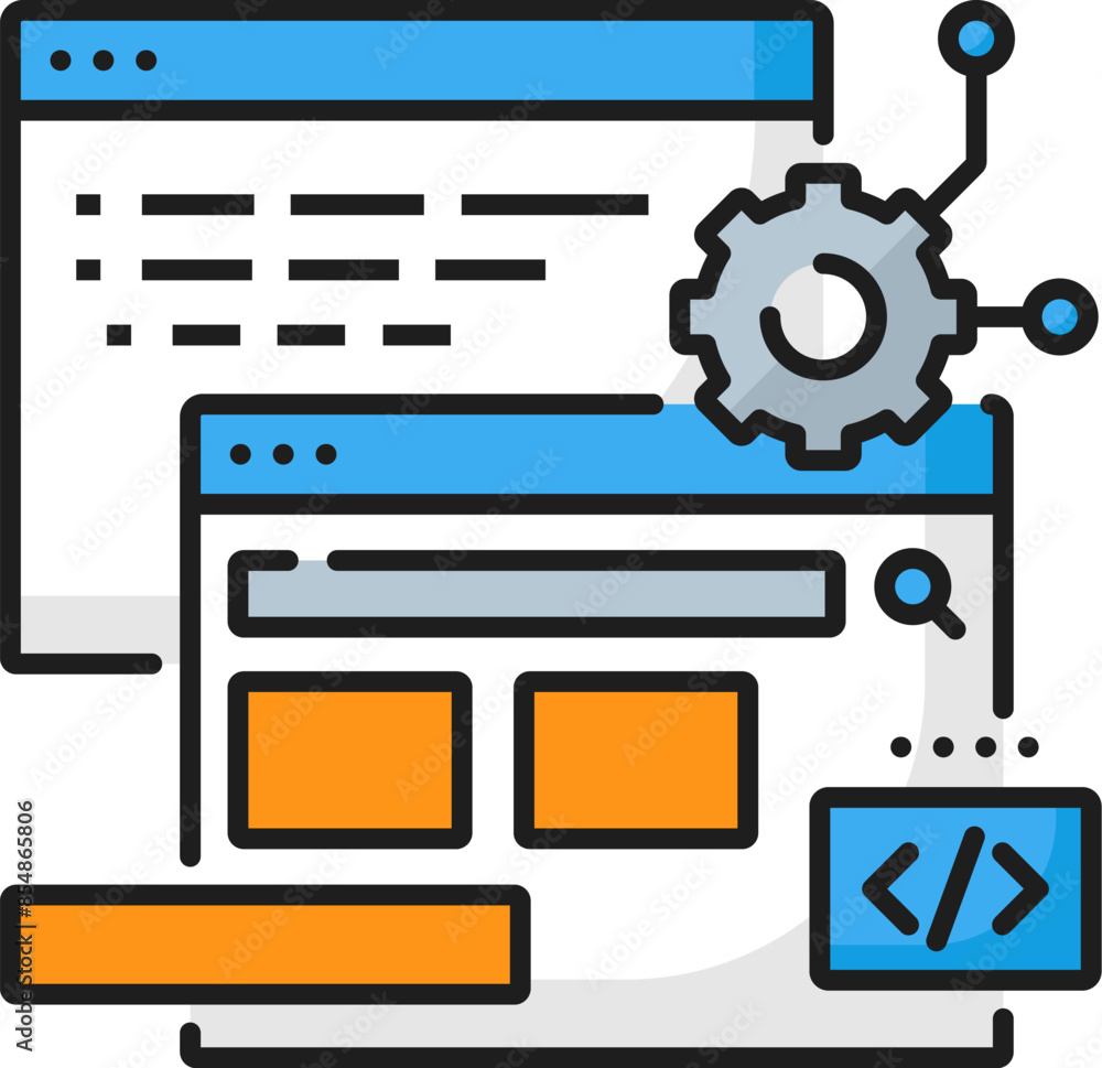 Poster it specialist vacancy, web development career, web developer job linear color icon. web application 