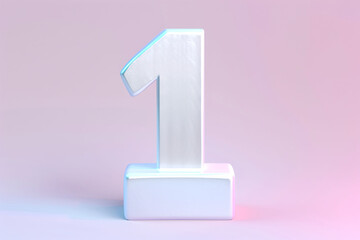 3d number 1, 3D rendering, anniversary birthday party celebration countdown concept illustration