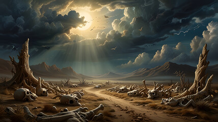 Biblical story of the prophet Ezekiel the vision of the valley of dry bones from chapter 37