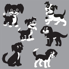 Cute dog silhouette vector art.