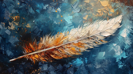 Beautiful Feather oil painting, abstract oil painting canvas.