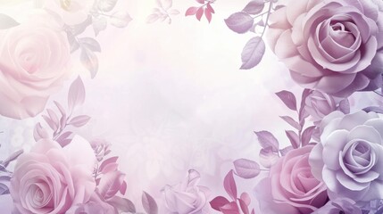 Obraz premium Gradient circular frame with roses for ads wedding invites or cards Raster design