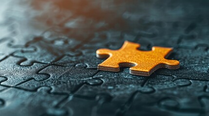An orange puzzle piece on a dark background, representing the final solution or completion of a challenge.