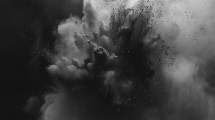 A black and white photo of a cloud of smoke with a lot of dust and debris