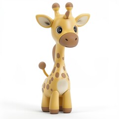 Obraz premium A_3D_toy_cute_jirafa_isolated_on_white_background