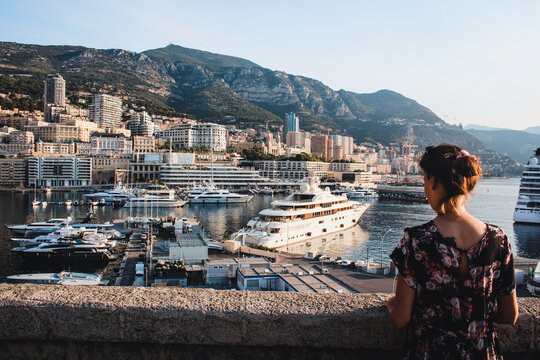 View of Port Hercule in Monaco on a sunny day