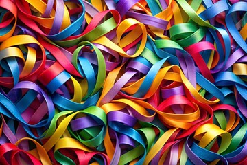 Fototapeta premium Vibrant Multicolored Ribbons Creating a Joyful and Festive Display