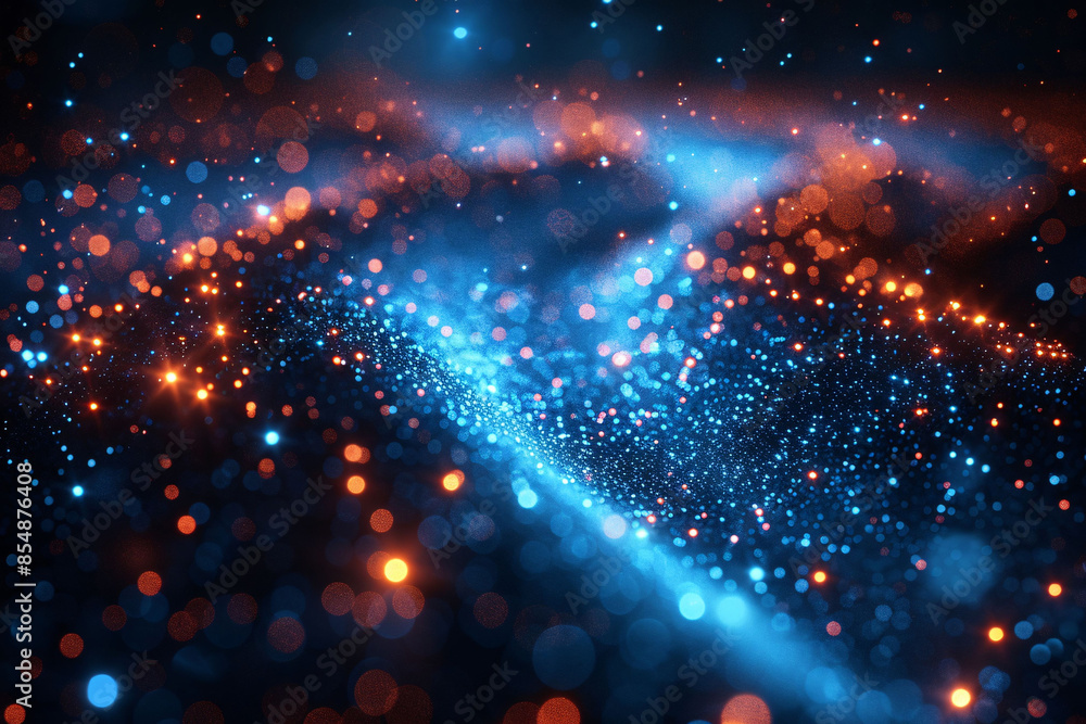 Aufkleber future technology background composed of glowing particles, internet communication technology concep