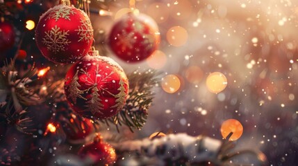 Christmas Tree with Red Ornaments, Generative AI