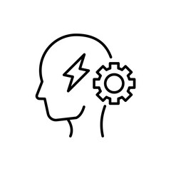 Management thinking outline icons, minimalist vector illustration ,simple transparent graphic element .Isolated on white background
