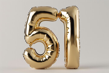 51 balloon number 3D rendering, Labor Day holiday number 3D concept illustration