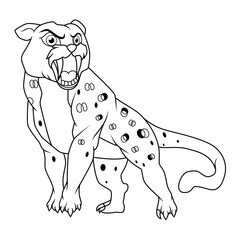 Cute cheetah cartoon line art