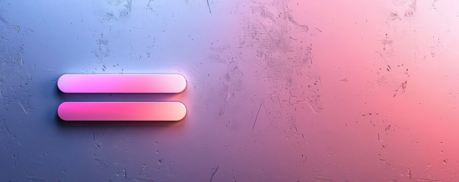 Glowing neon equal sign on a textured gradient background. Perfect for concepts of equality, mathematics, and balance.