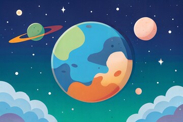 Fototapeta premium planet earth and moon