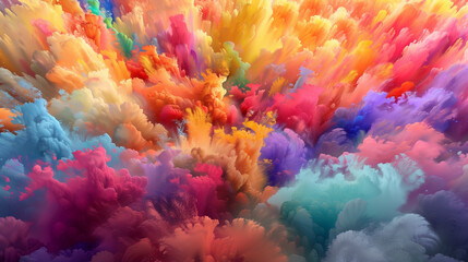 A colorful explosion of paint is shown in the image