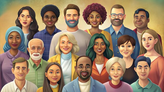 set of diversity people, illustration, concept of diversity 