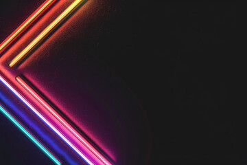 Abstract neon glowing geometric lines 3D rendering business background