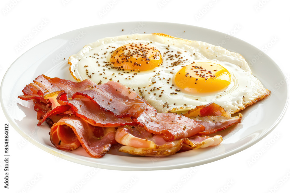 Poster breakfast on plate isolated on a white background. created with generative ai technology.