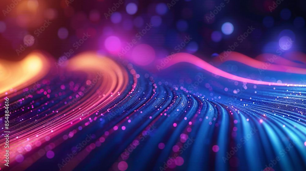 Poster speed lines background with lines and particles, abstract neon design concept illustration